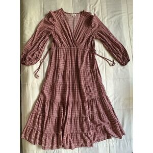 Max Studio Dress Womens M Floral Midi Bishop Sleeve Boho Cottage Prairie